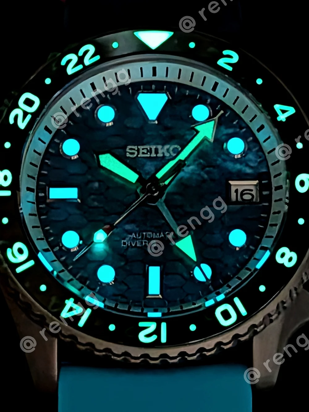 42mm Titanium Seiko Blue Honeycomb Dial GMT Automatic Diver Mod Watch Sapphire